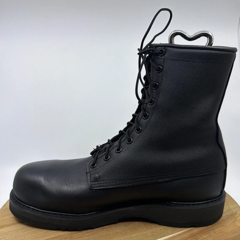 Bates Mens Black Leather Steel Toe Combat Boots Vibram E01950A Size 11 R EUC‎
